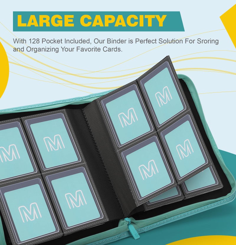 MOSLA Toploader Binder,4-Pocket Side Load Trading Card Album, Holds 128 Cards with Double-Sided Pockets for MTG, Sports Cards, Top Loader Storage - Image 2